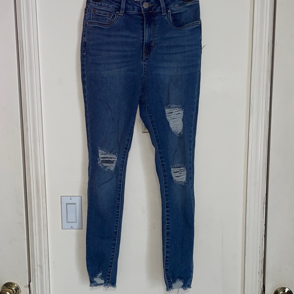Distressed Blue Jeans